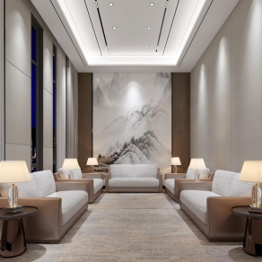 新中式会客厅3D模型下载